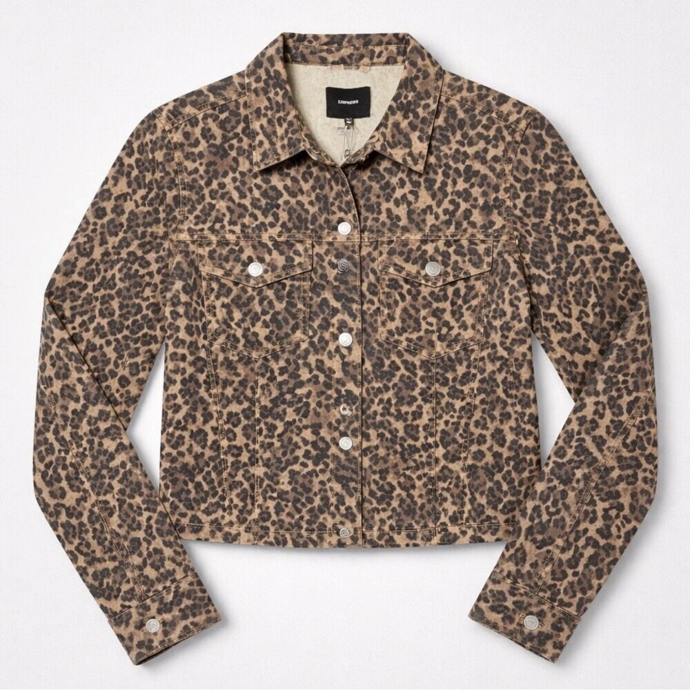 Express Lightweight Leopard Print Classic Denim Jacket Women's Medium Multicolor - Picture 7 of 8
